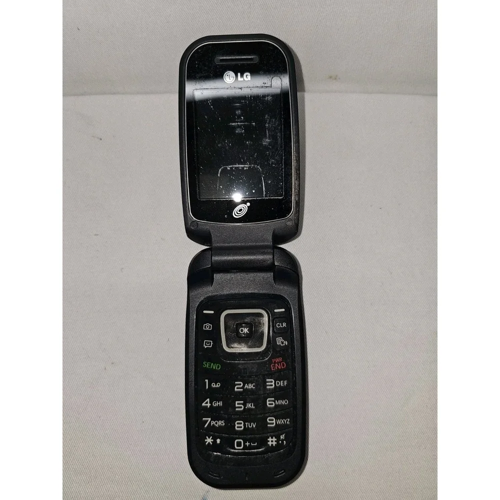 LG 441G Black Flip Phone TracFone Basic Cellular Phone Tested Powers On